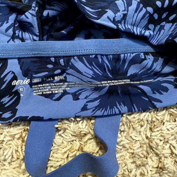 Aerie Womens Large Chill Play Move Monestera Leaf Floral Sports Bra Ballet Back - Picture 3 of 6